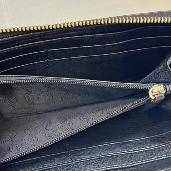 Michael Kors Genuine Black Leather Zip Around Clutch Wallet Bag 8.25"x4" - Picture 8 of 16